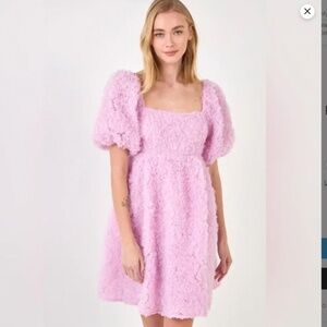 Endless Rose Puff Sleeve Mini Dress NWT